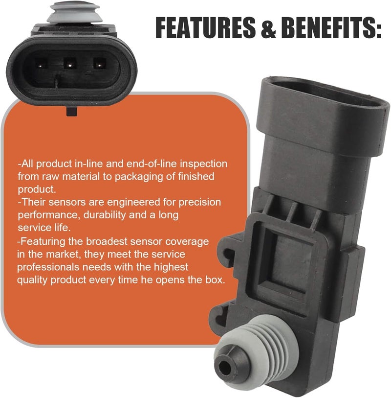 DACIRTY Fuel Injection Pressure Sensor, 3 Pin Plug Play Vapor Vent Port Tank Pressure Sensor, OEM #16238399,9377680,09377680,16196060, Compatible with Delphi III (Black) - Image 5